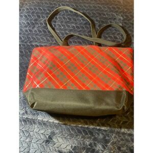 NEW Zippered Plaid Cosmetic Makeup Bag  Handbag 7 " x 16"